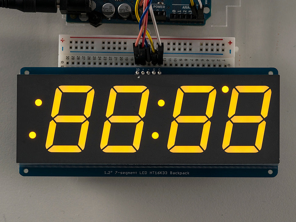 Adafruit 1.2" 4-Digit 7-Segment Display w/I2C Backpack - Yellow