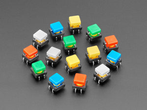 Colorful 12mm Square Tactile Button Switch Assortment - 15 Pack