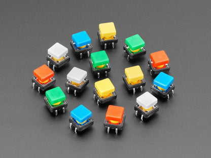 Colorful 12mm Square Tactile Button Switch Assortment - 15 Pack