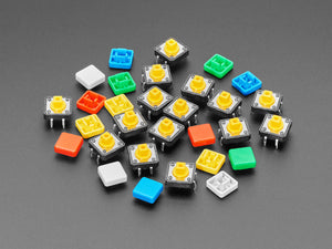 Colorful 12mm Square Tactile Button Switch Assortment - 15 Pack