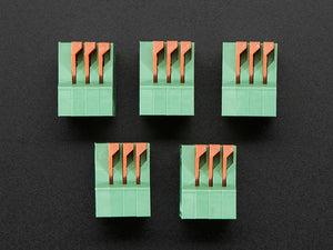Configurable Spring Terminal Blocks - 3 Pin 0.1" Pitch Right Angle - Pack of 5