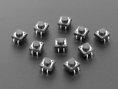 Tactile Switch Buttons (12mm square, 6mm tall) - 10 Pack