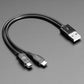 USB Cable - 8" A to Mini B Charging and Micro B Data