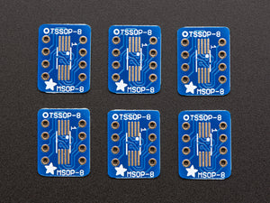 SMT Breakout PCB for SOIC-8, MSOP-8 or TSSOP-8 - 6 Pack
