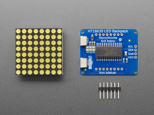 Small 1.2" 8x8 Ultra Bright White LED Matrix + Backpack - STEMMA QT / Qwiic