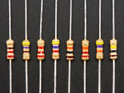 Through-Hole Resistors - 100 ohm to 100K ohm - 5% Tolerance 1/4W - Pack of 25