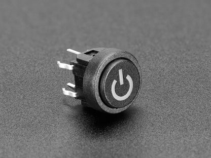 Mini Illuminated Momentary Pushbutton - Blue Power Symbol