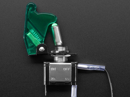 Illuminated Toggle Switch with Cover - Green