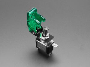 Illuminated Toggle Switch with Cover - Green