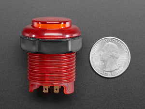 Arcade Button with LED - 30mm Translucent Red