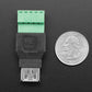 USB-A Female Socket to 5-pin Terminal Block Adapter