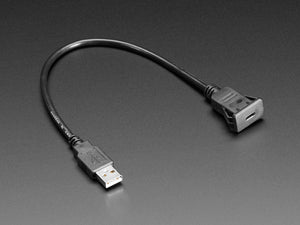Snap-In Panel Mount Cable USB C Socket to USB A Plug - 30cm