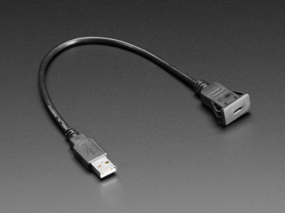 Snap-In Panel Mount Cable USB C Socket to USB A Plug - 30cm