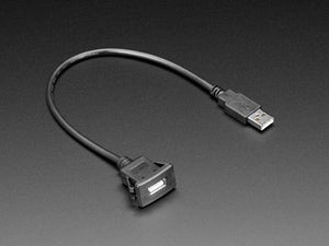 Snap-In Panel Mount USB A Extension Cable - 30cm