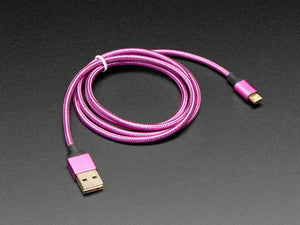 Fully Reversible Pink/Purple USB A to micro B Cable - 1m Long