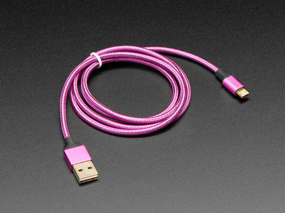 Fully Reversible Pink/Purple USB A to micro B Cable - 1m Long