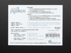 Adafruit GPIO Reference Card for Raspberry Pi Pico