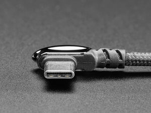 Black Woven Right Angle USB C to USB A Cable - 0.3m Long