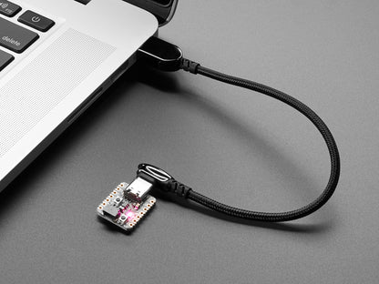 Black Woven Right Angle USB C to USB A Cable - 0.3m Long