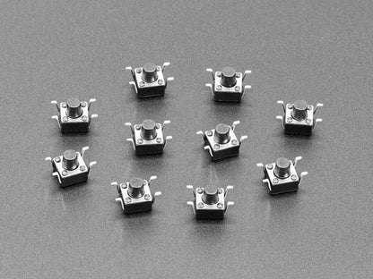 Reverse Mount Tactile Switch Buttons - 6mm Square - 10 Pack
