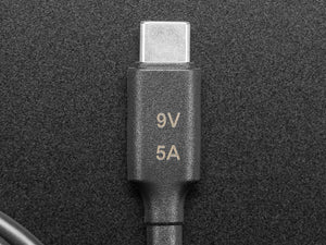 USB Type C 3.1 PD to 5.5mm Barrel Jack Cable - 9V 5A Output - 1.2m Long with E-Mark
