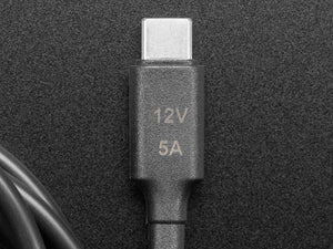 USB Type C 3.1 PD to 5.5mm Barrel Jack Cable - 12V 5A Output - 1.2m with E-Mark