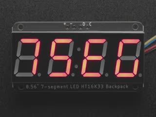Assembled Adafruit 0.56" 4-Digit 7-Segment Display with I2C Backpack STEMMA QT - Red