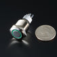 Rugged Metal Pushbutton with Green LED Ring - 16mm Green Momentary