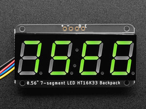Assembled Adafruit 0.56" 4-Digit 7-Segment Display - w/ I2C Backpack QT - Green