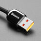 Black Woven USB A to USB C Cable with 66W Watt Display - 1 Meter
