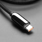 Black Woven USB A to USB C Cable with 66W Watt Display - 1 Meter