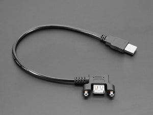 Panel Mount USB Cable - USB A Plug to USB A Right Angle Socket - 30cm