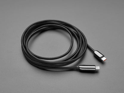 USB C to USB C Cable with 100W Watt Display - 2 Meter Black Woven