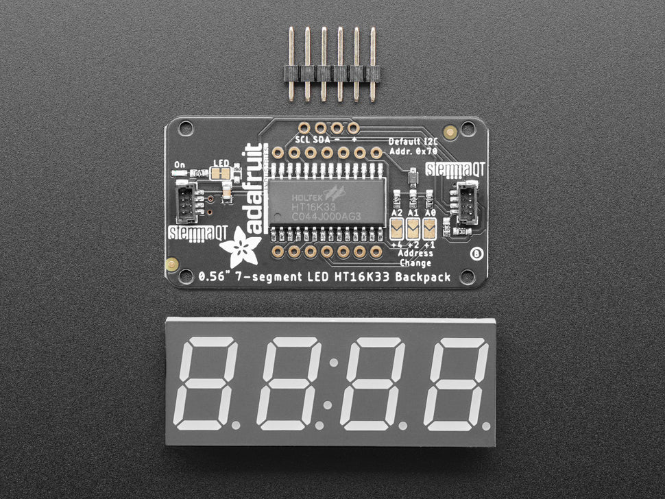 Adafruit 0.56" 4-Digit 7-Segment Display with I2C Backpack - Red - STEMMA QT / qwiic