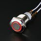 Rugged Metal On/Off Switch with Red LED Ring - 16mm