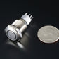Rugged Metal On/Off Switch with White LED Ring - 16mm White On/Off