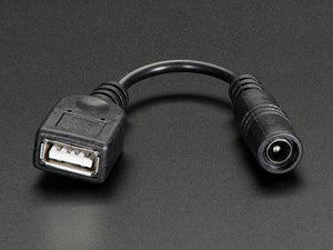 USB A Jack to 5.5/2.1mm Barrel Jack Adapter Cable