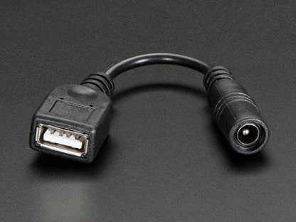 USB A Jack to 5.5/2.1mm Barrel Jack Adapter Cable