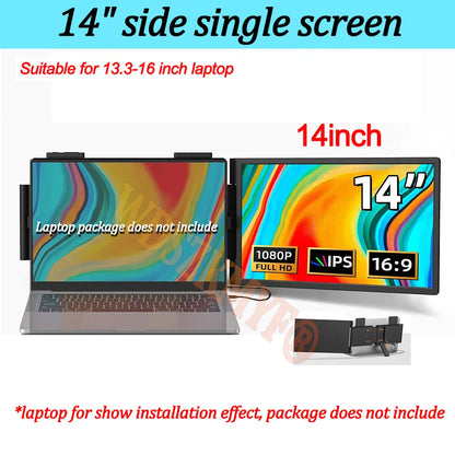 14" Portable dual monitor/Singel monitor, FHD IPS screen USB-C laptop extender for trading/programming/gaming Second display