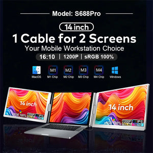 Dual-Screen Display Office Portable Monitor FHD Backlit Notebook Sub-Screen Dual Triple Screen Extender Compatible with All PC