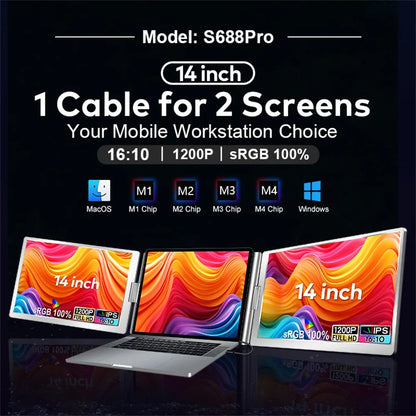Dual-Screen Display Office Portable Monitor FHD Backlit Notebook Sub-Screen Dual Triple Screen Extender Compatible with All PC