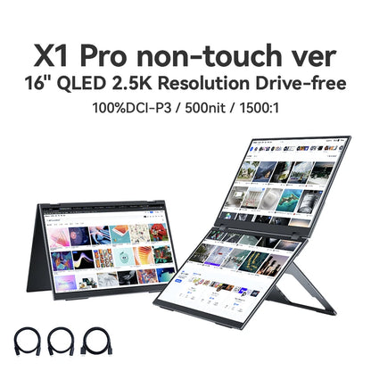EHOMEWEI Dual Screen Portable Monitor X Series Drive-free Phone-touch FHD 2K 15.6“  16“ For Laptop Windows Macbook