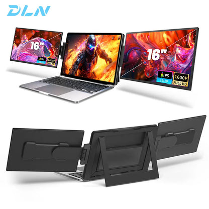 DLN 16 inch 2.5K Dual Screen Portable Monitor 1600P 60Hz High-Definition Dual Triple Display Extender For Home Office & Wins