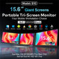 Rospider 15.6 Inch Dual Screen Extender Display FHD IPS Triple Expandable Monitor High Definition for Laptop Productivity