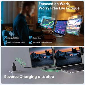 DLN 16 inch 2.5K Dual Screen Portable Monitor 1600P 60Hz High-Definition Dual Triple Display Extender For Home Office & Wins