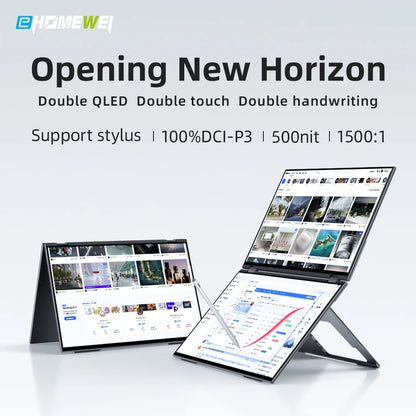 EHOMEWEI Dual Screen Portable Monitor X Series Drive-free Phone-touch FHD 2K 15.6“  16“ For Laptop Windows Macbook
