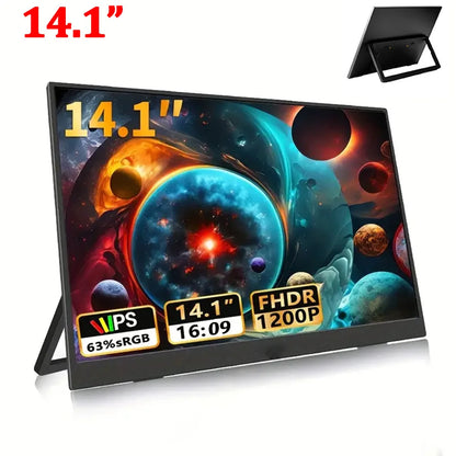 14" Portable dual monitor, FHD IPS screen USB-C/HDMI laptop extender for trading/programming/gaming Second display
