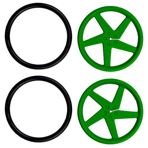 Kitronik Pair of 5 Spoke Wheels for D-Shaft Motor - Green