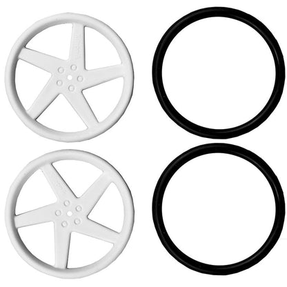 Kitronik White Wheels - Pair of White 5 Spoke Injection Molded ABS Wheels