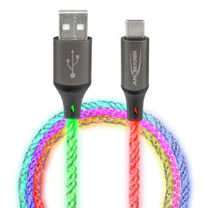 USB-A to USB Type-C cable with RGB LED Lighting (1m)